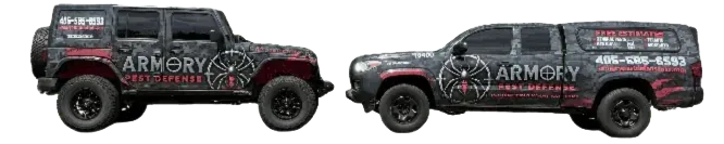 Armory Pest Defense branded service vehicles