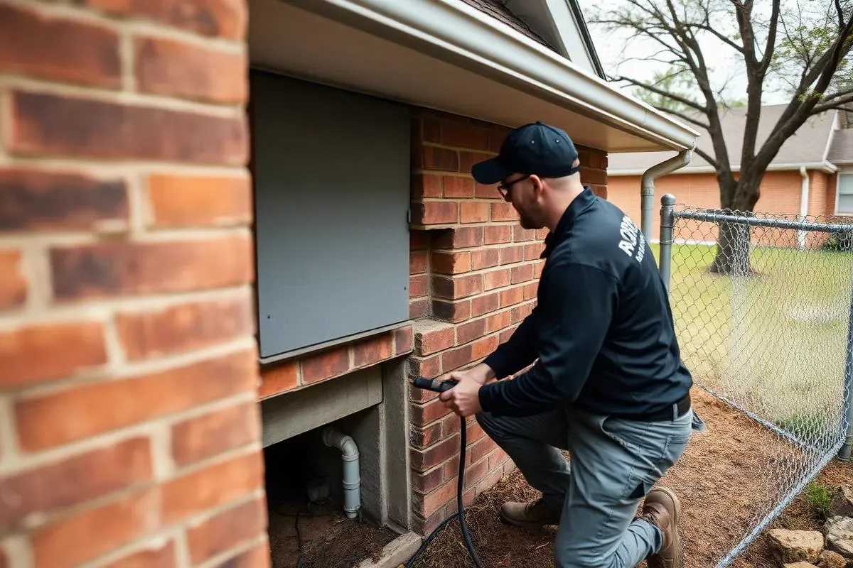 Armory Pest Defense technician providing pest control at a home in Del City, Oklahoma
