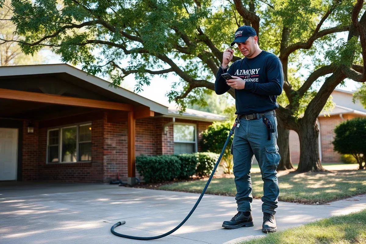 Armory Pest Defense technician providing pest control at a home in Midwest City, Oklahoma