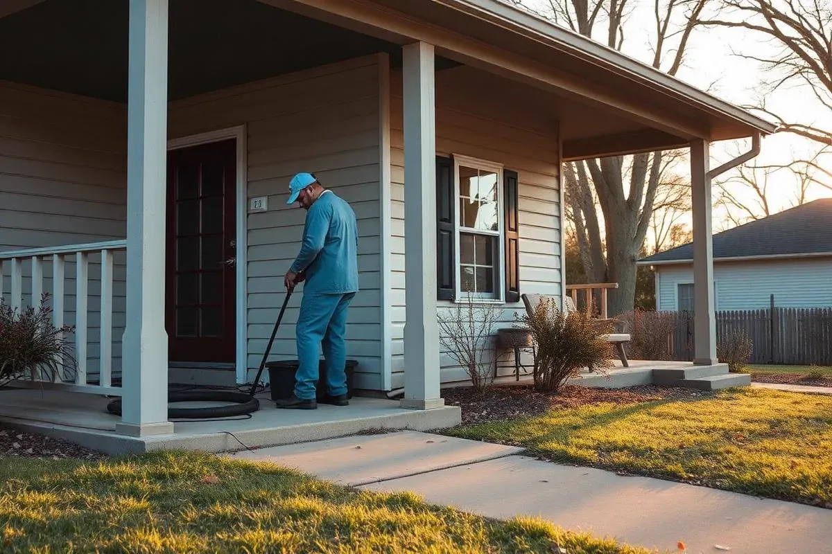 Armory Pest Defense technician providing pest control at a home in Tecumseh, Oklahoma