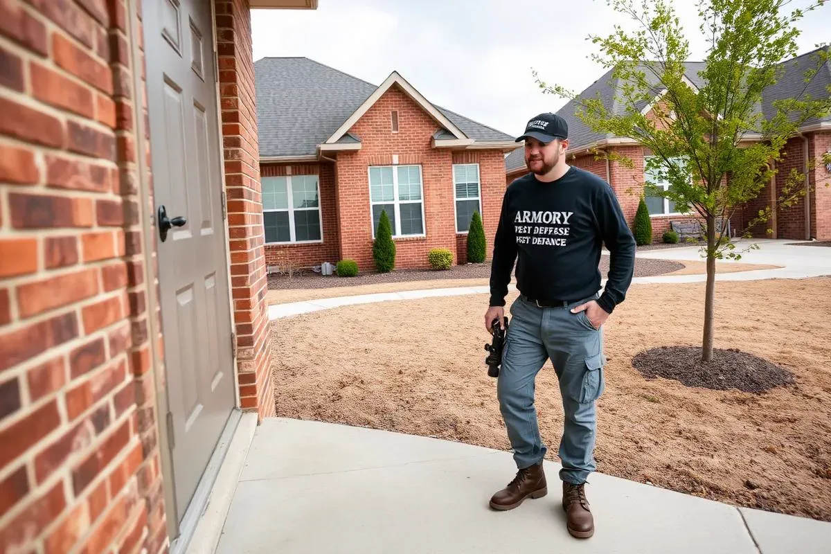 Armory Pest Defense technician providing pest control at a home in Yukon, Oklahoma